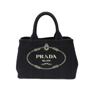 PRADA Canapa Black Canvas classic handbag shoulder bag strap
